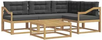 vidaXL Gartenlounge-Set 5-tlg., wei&szlig;/anthrazit, Akazienholz (3386426)