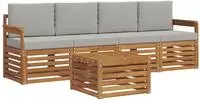 vidaXL Outdoor-Sofagarnitur mit Kissen 5 pcs Nat&uuml;rlich und Hellgrau