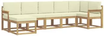 vidaXL Outdoor-Sofagarnitur mit Kissen 7-tlg., wei&szlig;/creme, Polyester (3387934)