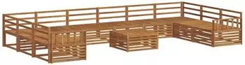 vidaXL Gartenlounge-Set 11-tlg., Akazienholz massiv, natur (3374239)
