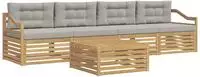vidaXL Outdoor-Sofagarnitur 5 pcs Wei&szlig; und Hellgrau Massivholz Akazie