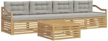 vidaXL Outdoor-Sofagarnitur 5-tlg. Akazienholz wei&szlig;/hellgrau (3390021)
