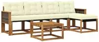 Vidaxl Outdoor Sofa Set With Cushion 6 Pcs Natural And Cream