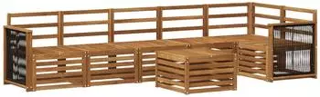 vidaXL Ecksofa-Set 6-tlg., natur Massivholz Akazie (3384440)