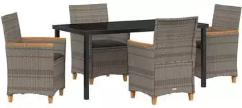 vidaXL Garten-Essgruppe 5-tlg. grau Poly-Rattan (3381096)