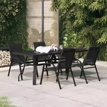 vidaXL Garten-Essgruppe 5-tlg., schwarz (3095980)