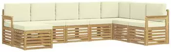 vidaXL Outdoor-Sofagarnitur 8-tlg. wei&szlig; und creme 306x187,5x73cm (3392300)