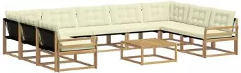 vidaXL Outdoor-Sofagarnitur mit Kissen, 10-tlg., wei&szlig; und creme (3389092)