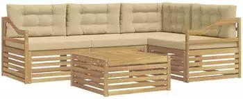 vidaXL Outdoor-Sofagarnitur mit Kissen, 5-tlg., wei&szlig;/beige, Polyester (3390463)