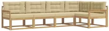 vidaXL Outdoor-Sofagarnitur mit Kissen, 4-tlg., wei&szlig;/beige, Polyester (3386437)