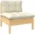 vidaXL Garten-Lounge-Set 5-tlg. Massivholz Kiefer, cremefarbene Kissen (3096671)