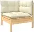 vidaXL Garten-Lounge-Set 5-tlg. Massivholz Kiefer, cremefarbene Kissen (3096671)