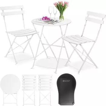 Kesser Bistro-Set 3-teilig, klappbar, metall, wei&szlig;