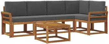 vidaXL Outdoor-Sofagarnitur mit Kissen, 6-tlg., natur/anthrazit (3366430)