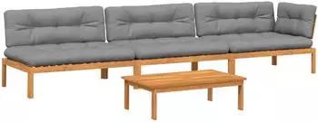 vidaXL Garten-Sofagarnitur aus Paletten mit Kissen, Akazienholz, 4-tlg. (3209452)
