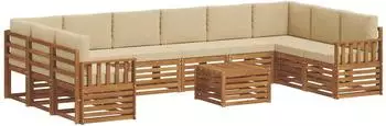 vidaXL Garten-Sofagarnitur 11-tlg., Akazienholz, natur/beige (3375593)