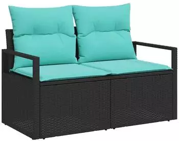 vidaXL Gartenlounge-Set 6-tlg. Poly-Rattan schwarz (3346356)