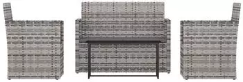 vidaXL Garten-Lounge-Set 4-tlg. mit Kissen, Poly Rattan, grau (319195)