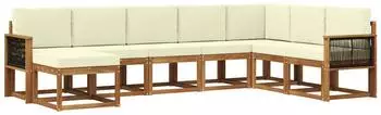 vidaXL Outdoor-Sofagarnitur 8-tlg. Akazienholz natur/creme (3385451)