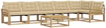 vidaXL Outdoor-Sofagarnitur 7-tlg., wei&szlig; und beige (3388759)
