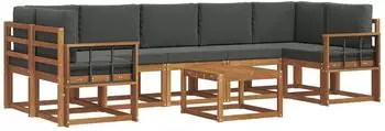 vidaXL Outdoor-Sofagarnitur mit Kissen, 8-tlg., natur/anthrazit (3366160)