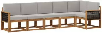 vidaXL Outdoor-Sofagarnitur 6-tlg., natur und hellgrau, Polyester (3385252)
