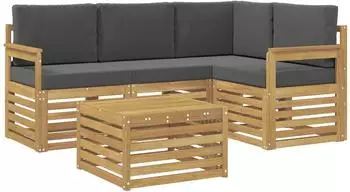 vidaXL Outdoor-Sofagarnitur 5-tlg. Akazie wei&szlig;/anthrazit (3391782)