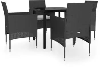 vidaXL Garten-Essgruppe 5-tlg. mit Kissen, schwarz (3099282)