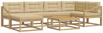 vidaXL Outdoor-Sofagarnitur 7-tlg., wei&szlig; und beige (3386742)