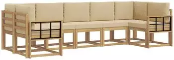 vidaXL Outdoor-Sofagarnitur mit Kissen, 7-tlg., wei&szlig; und beige (3388167)
