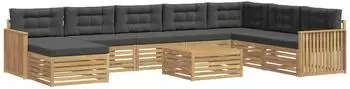 vidaXL Outdoor-Sofagarnitur 9-tlg. Akazienholz wei&szlig;/anthrazit (3391002)