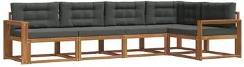 vidaXL Outdoor-Sofagarnitur mit Kissen, 5-tlg., natur/anthrazit (3367585)