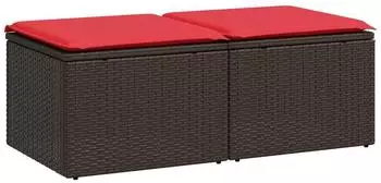vidaXL Garten-Sofagarnitur 2-tlg. mit Kissen, Poly Rattan & Akazie, braun (3328687)