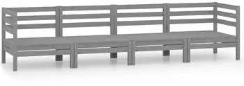 vidaXL Garten-Lounge-Set 4-tlg. grau Kiefer Massivholz (3082504)