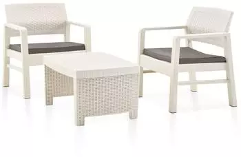 vidaXL Garten-Lounge-Set 3-tlg., Kunststoff, wei&szlig; (48823)