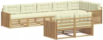 vidaXL Outdoor-Sofagarnitur 8-tlg., wei&szlig; und creme, 406x168,5x73cm (3390680)