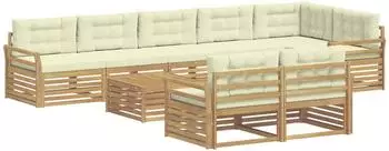 vidaXL Outdoor-Sofagarnitur 9-tlg., wei&szlig; und creme, 79x79x37cm (3390725)