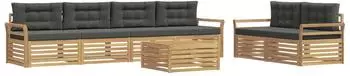 vidaXL Outdoor-Sofagarnitur 7-tlg., wei&szlig;/anthrazit, Akazienholz