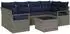 vidaXL Sofa-Set 7-teilig grau und blau Polyrattan