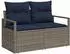 vidaXL Sofa-Set 7-teilig grau und blau Polyrattan