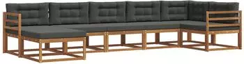vidaXL Outdoor-Sofagarnitur mit Kissen 7-tlg., natur und anthrazit (3367880)