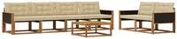 vidaXL Outdoor-Sofagarnitur mit Kissen 7 pcs Natur und Beige