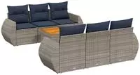 vidaXL 7-teiliges Gartensofa-Set mit Kissen, grau, Polyrattan