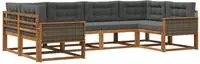 vidaXL Outdoor-Sofagarnitur mit Kissen 6 pcs Natur und Anthrazit