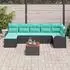 vidaXL Gartenlounge-Set 8-tlg. Poly-Rattan schwarz/türkis