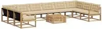 vidaXL Outdoor-Sofagarnitur mit Kissen 11 pcs Wei&szlig; und Beige
