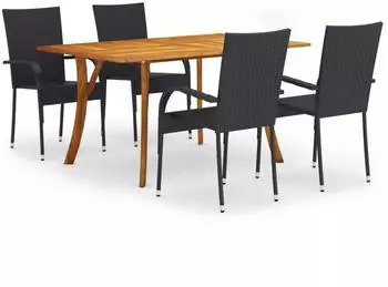 vidaXL Garten-Essgruppe 5-tlg., schwarz (3072128)