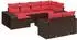 vidaXL Gartensofa-Set 11-teilig mit Kissen, Polyrattan, braun (3228914)