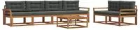 vidaXL Outdoor-Sofagarnitur mit Kissen 7 pcs Natur und Anthrazit