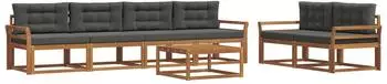 vidaXL Outdoor-Sofagarnitur mit Kissen, 7-tlg., natur/anthrazit (3367230)
